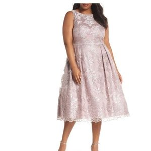 Adrianna Papell Metallic lace midi Length dress